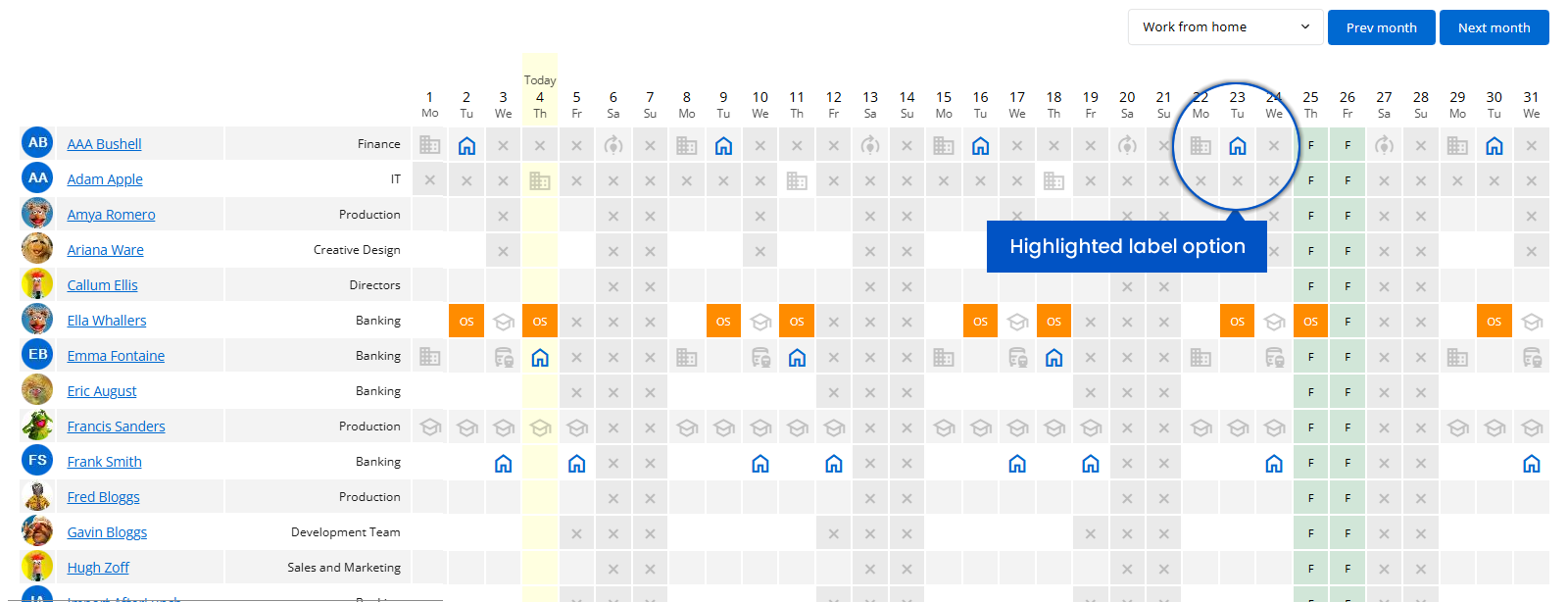 Day by day identification for staff, with highlight options, now available on WhosOff