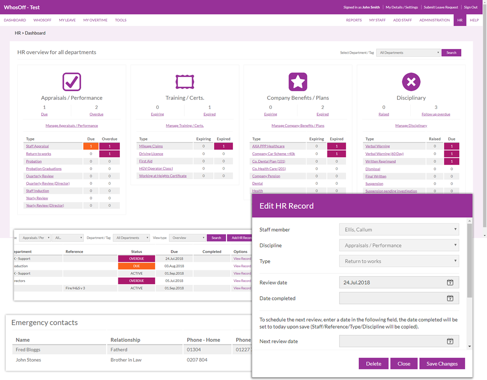 New WhosOff HR module