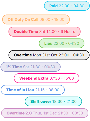Customisable overtime types within WhosOff
