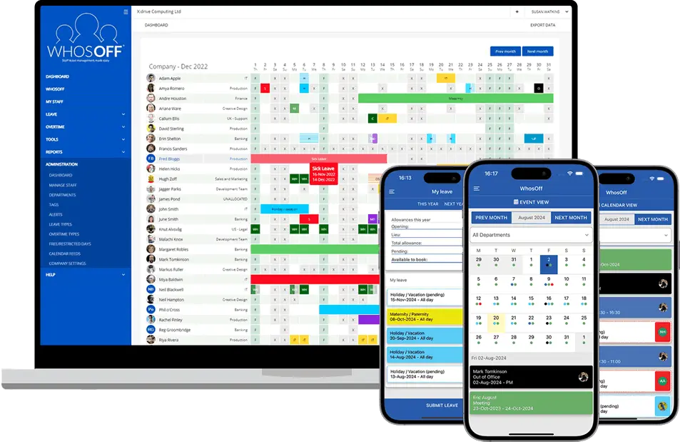 WhosOff - The online staff holiday booking system