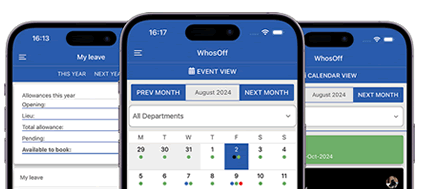 All iOS and Android WhosOff Apps are free to download