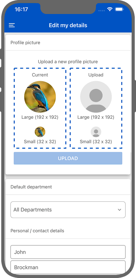 Edit your details in WhosOff, on iOS