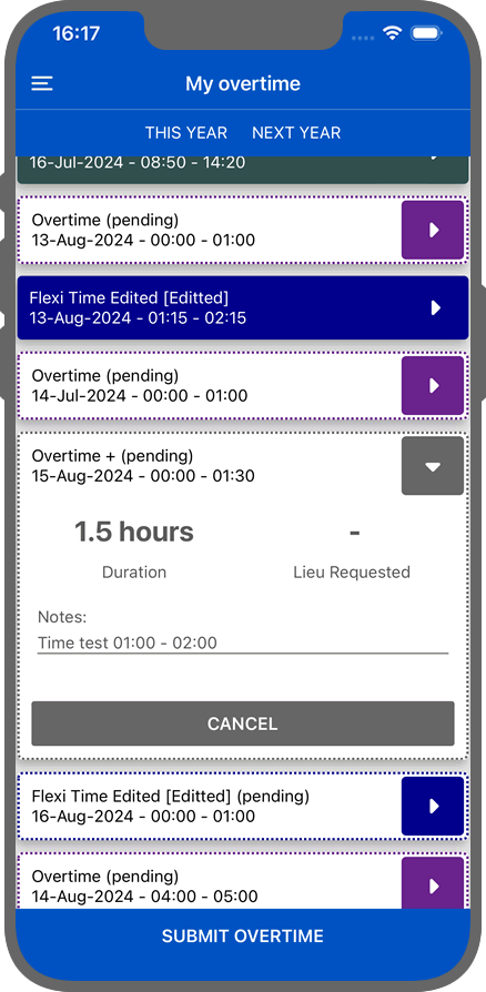 View and approve pending overtime requests with WhosOff