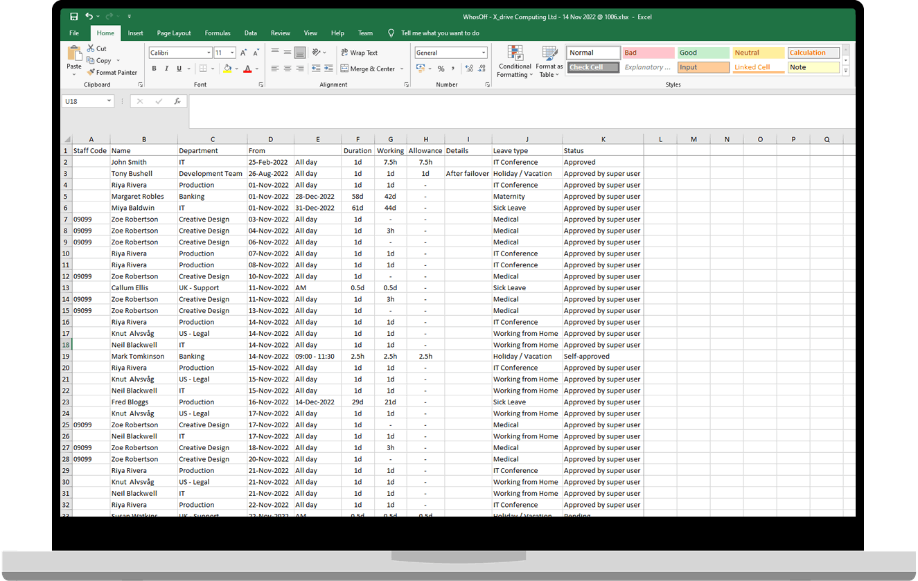 Report downloads to CSV